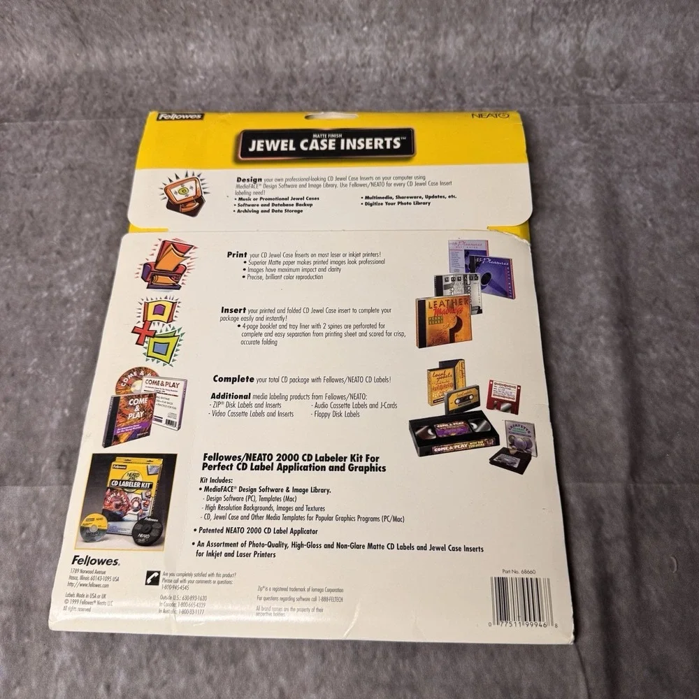 Fellowes 99946 Standard Jewel Case Inserts Neato Laser Ink Jet Printer Matte